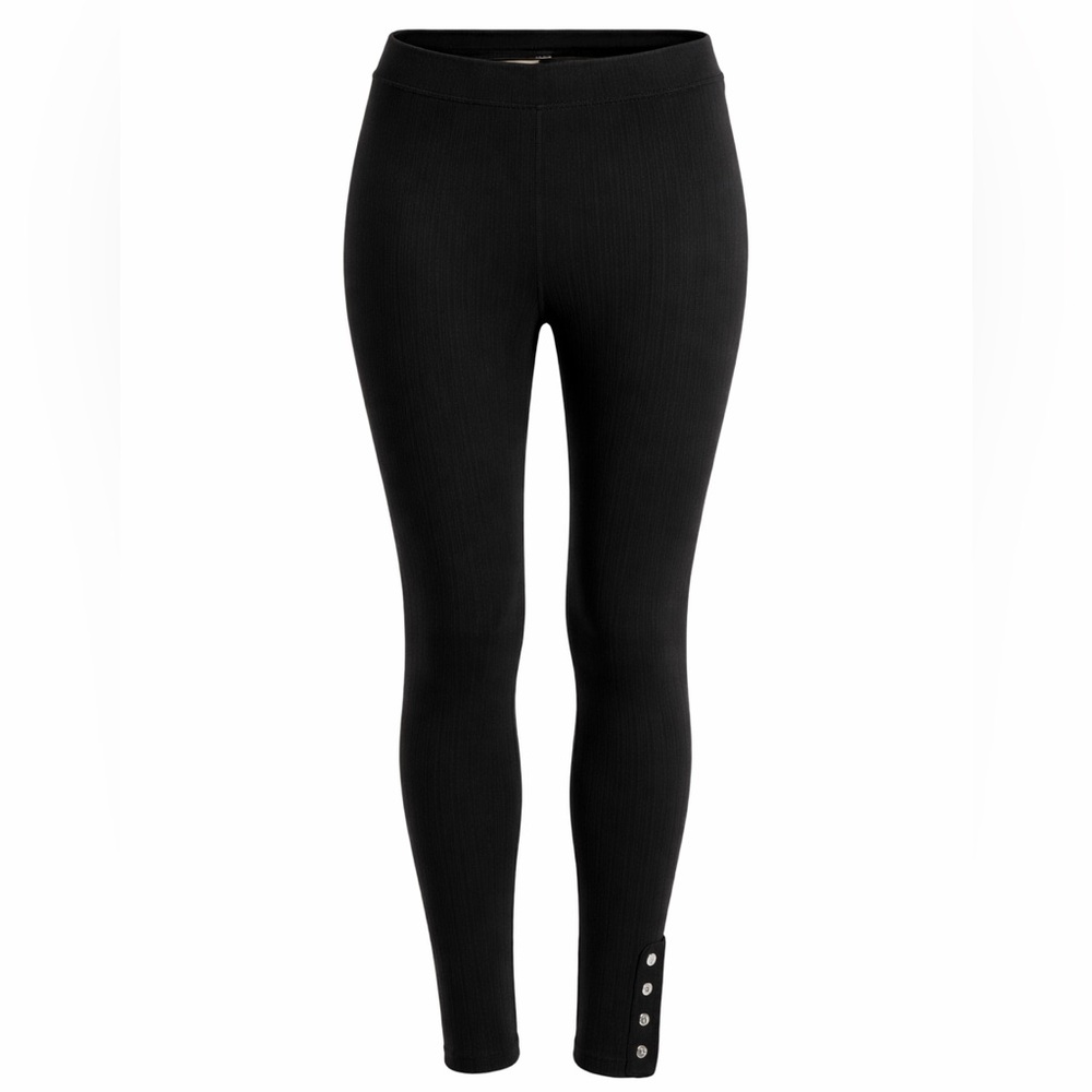 FYLO Black Women's Leggings with‎ Button Detail Size Large